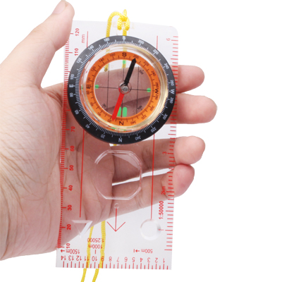 2 in 1 Compass with Map Measuring Ruler Lanyard Emergency Survival Tool